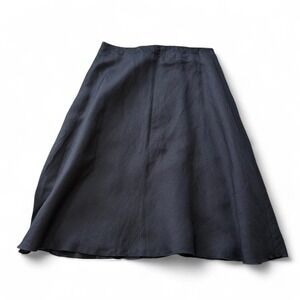 Vintage 90s Worthington Linen/Rayon Black Midi Skirt, Women's Size 10P